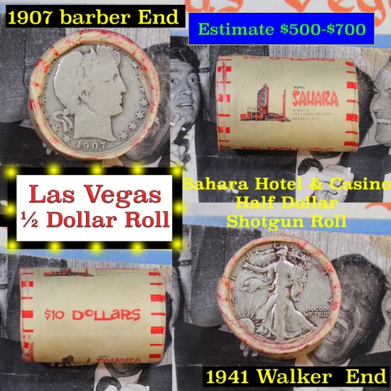 ***Auction Highlight*** Old Casino 50c Roll $10 Halves Las Vegas Casino Sahara 1907 Barber & 1941 Wa