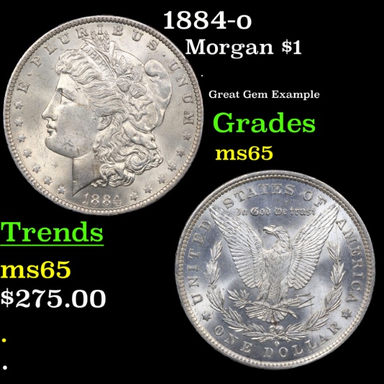 1884-o Morgan Dollar $1 Grades GEM Unc