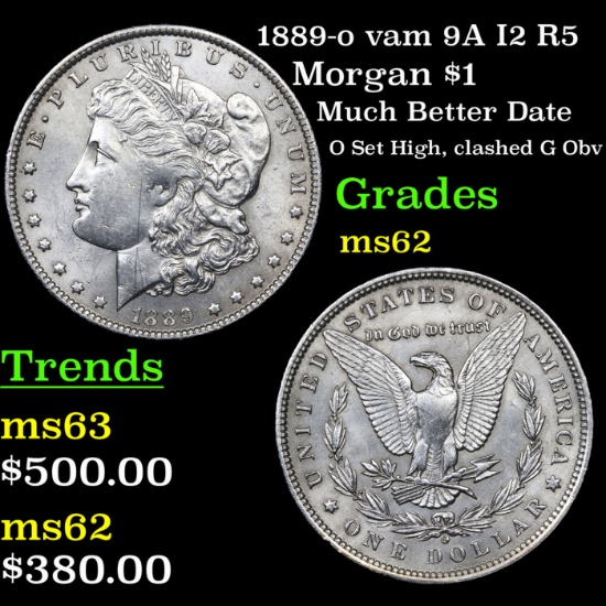 1889-o Morgan Dollar vam 9A I2 R5 $1 Grades Select Unc