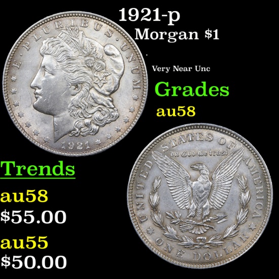 1921-p Morgan Dollar $1 Grades Choice AU/BU Slider