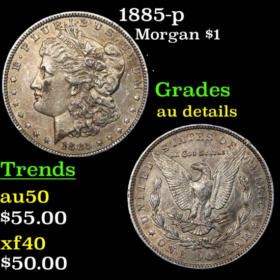1885-p Morgan Dollar $1 Grades AU Details