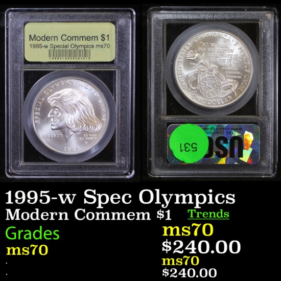 1995-w Spec Olympics Modern Commem Dollar $1 Graded ms70, Perfection By USCG