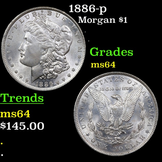 1886-p Morgan Dollar $1 Grades Choice Unc