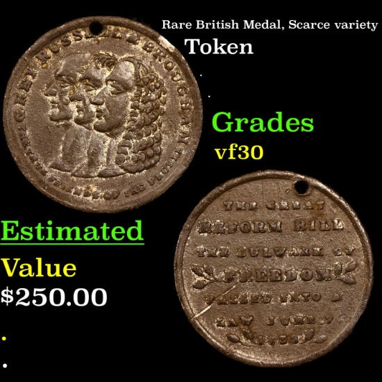 Rare British Medal, Scarce variety Grades vf++