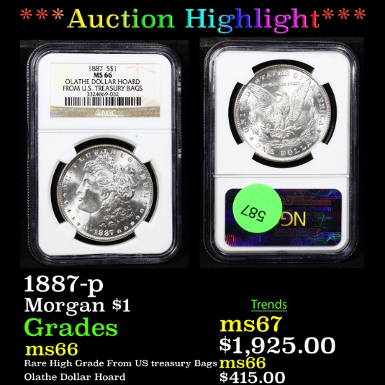 ***Auction Highlight*** NGC 1887-p Morgan Dollar $1 Graded ms66 BY NGC (fc)