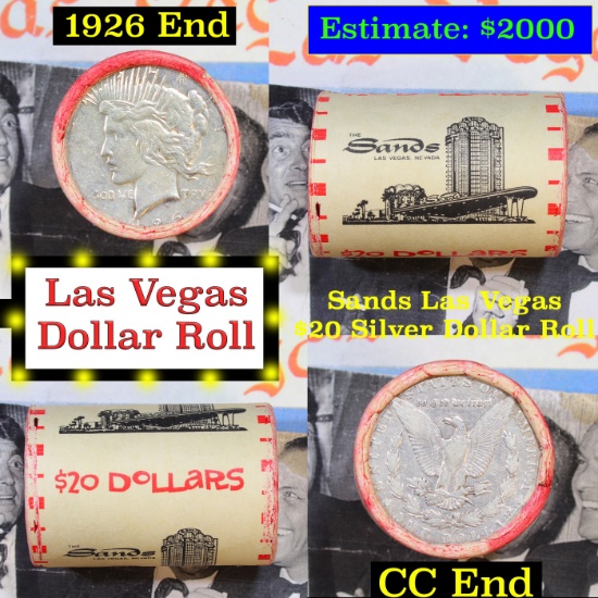 ***Auction Highlight*** Full Morgan/Peace Casino Las Vegas Sands silver $1 roll $20, 1926 & CC end (