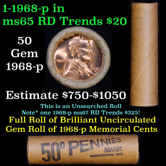 Shotgun Lincoln 1c roll, 1968-p 50 pcs Brandt Wrapper