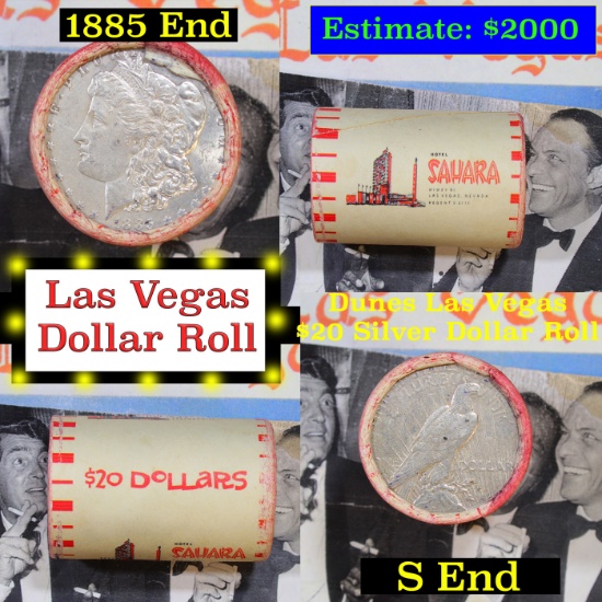 ***Auction Highlight*** Full Morgan/Peace Casino Las Vegas Sahara silver $1 roll $20, 1885 & S end (