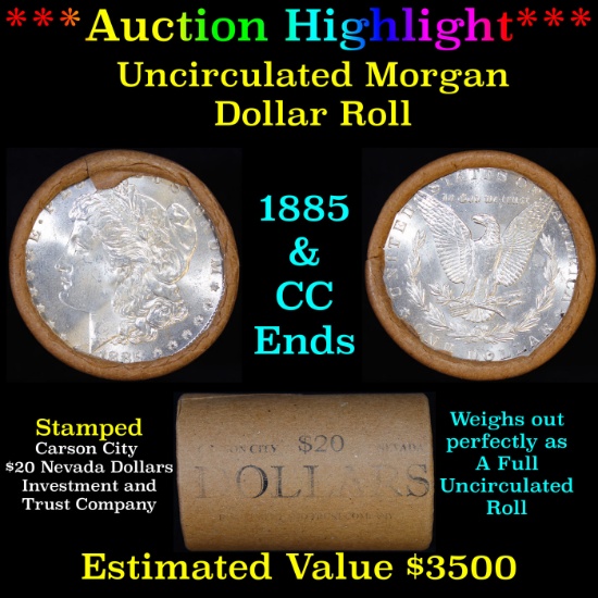 ***Auction Highlight*** 1885 & CC Uncirculated Morgan Dollar Shotgun Roll (fc)