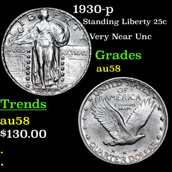 1930-p Standing Liberty Quarter 25c Grades Choice AU/BU Slider