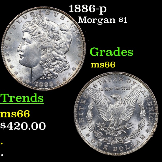 1886-p Morgan Dollar $1 Grades GEM+ Unc