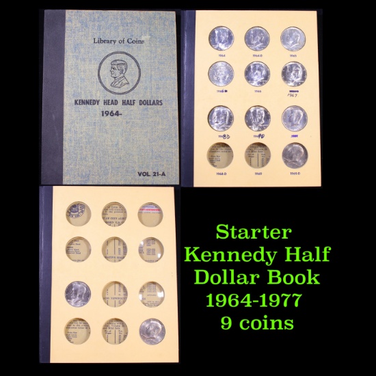 Starter Kennedy Half Dollar Book 1964-1977 9 coins
