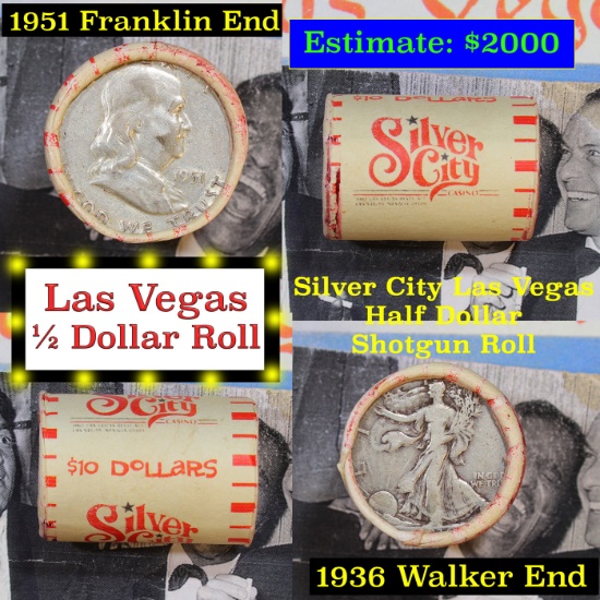 ***Auction Highlight*** Old Casino 50c Roll $10 Halves Las Vegas Casino Silver City 1936 Walker & 19