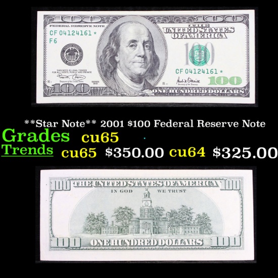 **Star Note** 2001 $100 Federal Reserve Note Grades Gem CU