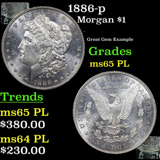 1886-p Morgan Dollar $1 Grades GEM Unc PL