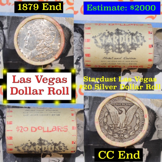 ***Auction Highlight*** Full Morgan/Peace Casino Las Vegas Stardust silver $1 roll $20, 1879 & CC en