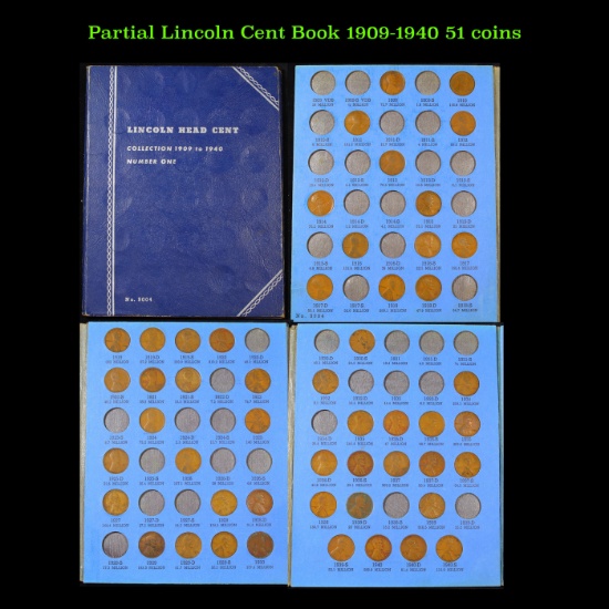 Partial Lincoln Cent Book 1909-1940 51 coins