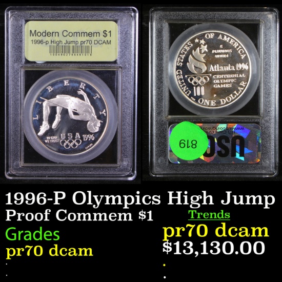 Proof 1996-P Olympics High Jump Modern Commem Dollar $1 Graded GEM++ Proof Deep Cameo By USCG