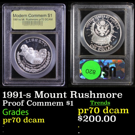 Proof 1991-s Mount Rushmore Modern Commem Dollar $1 Graded GEM++ Proof Deep Cameo By USCG