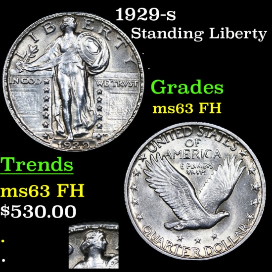 1929-s Standing Liberty Quarter 25c Grades Select Unc FH
