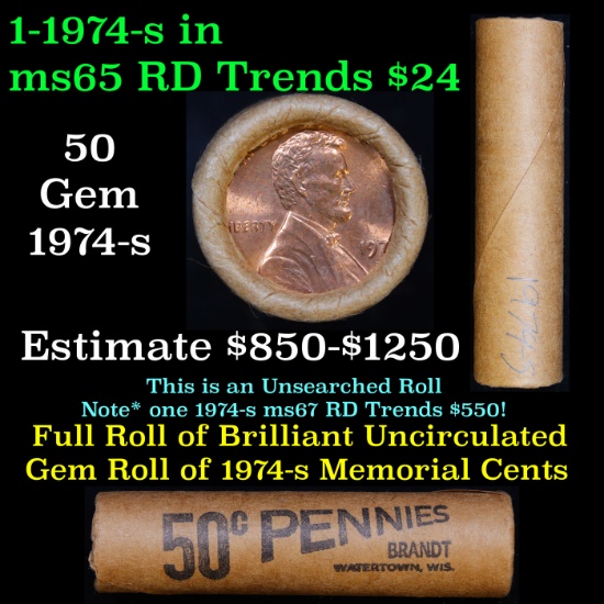 Shotgun Lincoln 1c roll, 1974-s50 pcs Brandt Wrapper