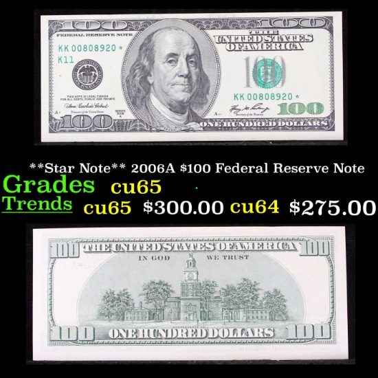 **Star Note** 2006A $100 Federal Reserve Note Grades Gem CU