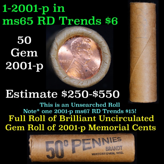 Shotgun Lincoln 1c roll, 2001-p 50 pcs Brandt Wrapper