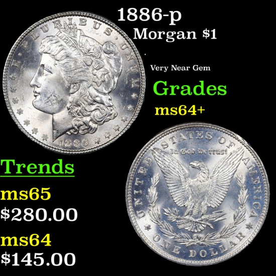 1886-p Morgan Dollar $1 Grades Choice+ Unc