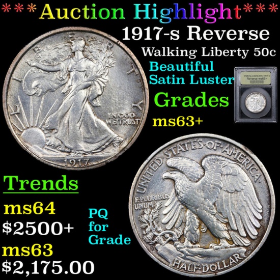 ***Auction Highlight*** 1917-s Reverse Walking Liberty Half Dollar 50c Graded Select+ Unc By USCG (f