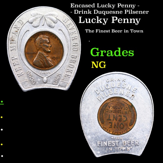 Encased Lucky Penny - 1941-p - Drink Duquesne Pilsener