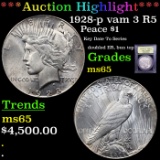 ***Auction Highlight*** 1928-p Peace Dollar vam 3 R5 $1 Graded GEM Unc By USCG (fc)