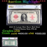 ***Auction Highlight*** PCGS 1923 $1 Large Size Rare Red Seal  United States Note FR-40 Graded xf40