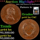 Proof ***Auction Highlight*** PCGS 1863 J-305 Pattern 2c Washington Graded pr63 bn By PCGS (fc)