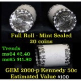 Mint Sealed 2000-p roll Kennedy half dollars