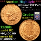 ***Auction Highlight*** 1875 Indian Cent Near Top POP! 1c Graded Gem+ Unc RD By USCG (fc)