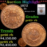 Proof ***Auction Highlight*** 1872 Two Cent Piece 2c Graded pr65+ rb By SEGS (fc)