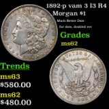 1892-p Morgan Dollar vam 3 I3 R4 $1 Grades Select Unc