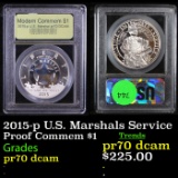Proof 2015-p U.S. Marshals Service Modern Commem Dollar $1 Graded GEM++ Proof Deep Cameo By USCG