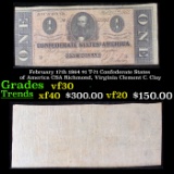 February 17th 1864 $1 T-71 Confederate States of America CSA Richmond, Virginia Clement C. Clay Grad