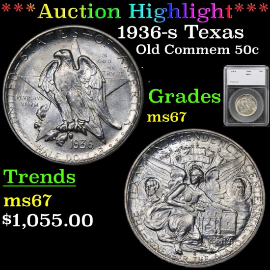 ***Auction Highlight*** 1936-s Texas Old Commem Half Dollar 50c Graded ms67 by SEGS (fc)