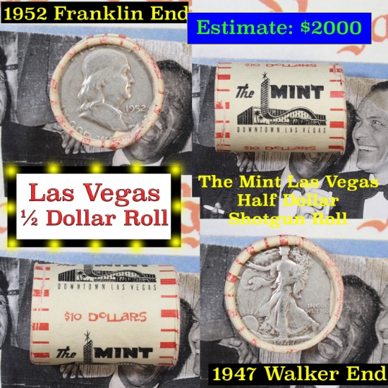 ***Auction Highlight*** Old Casino 50c Roll $10 Halves Las Vegas Casino The Mint 1952 Franklin & 194