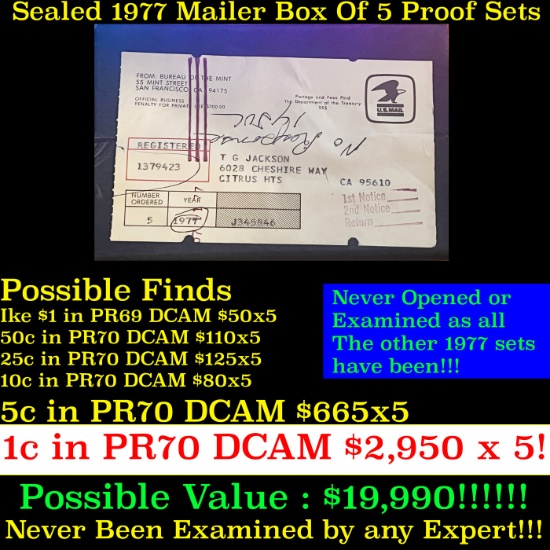 Original sealed box 5- 1977 United States Mint Proof Sets