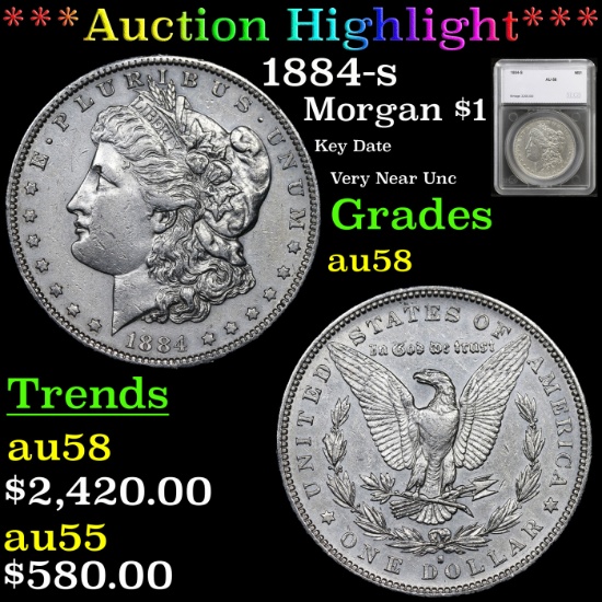 ***Auction Highlight*** 1884-s Morgan Dollar $1 Graded au58 by SEGS (fc)