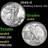 1944-d Walking Liberty Half Dollar 50c Grades Choice Unc