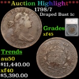 ***Auction Highlight*** 1798/7 Draped Bust Large Cent 1c Graded xf45 by SEGS (fc)
