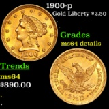 1900-p Liberty Head Gold 2.5 grades Unc details
