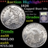 ***Auction Highlight*** 1826 Capped Bust Half Dollar 50c Graded Choice AU/BU Slider by USCG (fc)