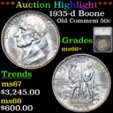 ***Auction Highlight*** 1935-d Boone Old Commem Half Dollar 50c Graded ms66+ by SEGS (fc)