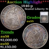 ***Auction Highlight*** 1846-p Seated Liberty Dollar $1 Graded au55 by SEGS (fc)