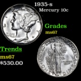 1935-s Mercury Dime 10c Grades GEM++ Unc